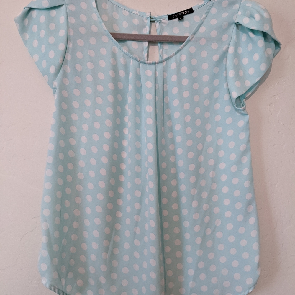 Paper Moon, Stitch Fix, size small, polkadot, aqua marine